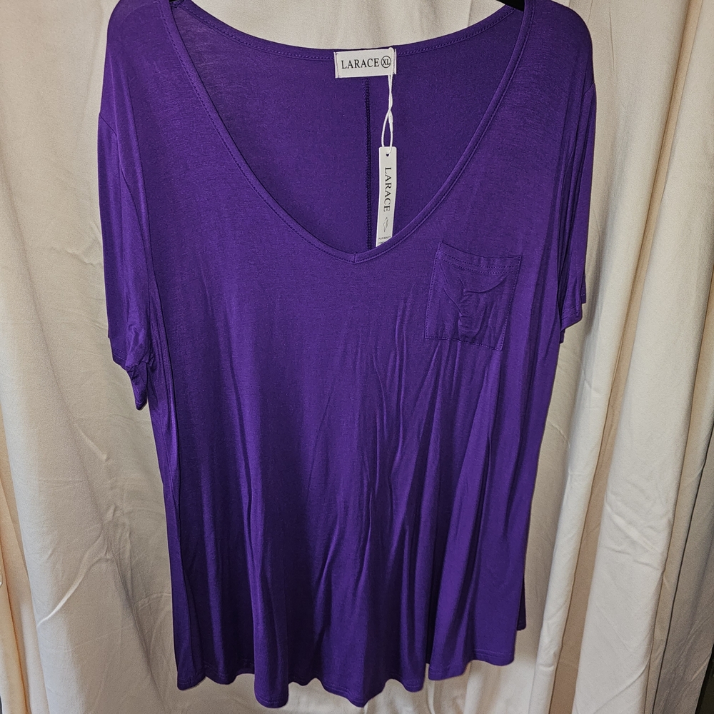 LARACE Women's Purple V-Neck Tunic Top
